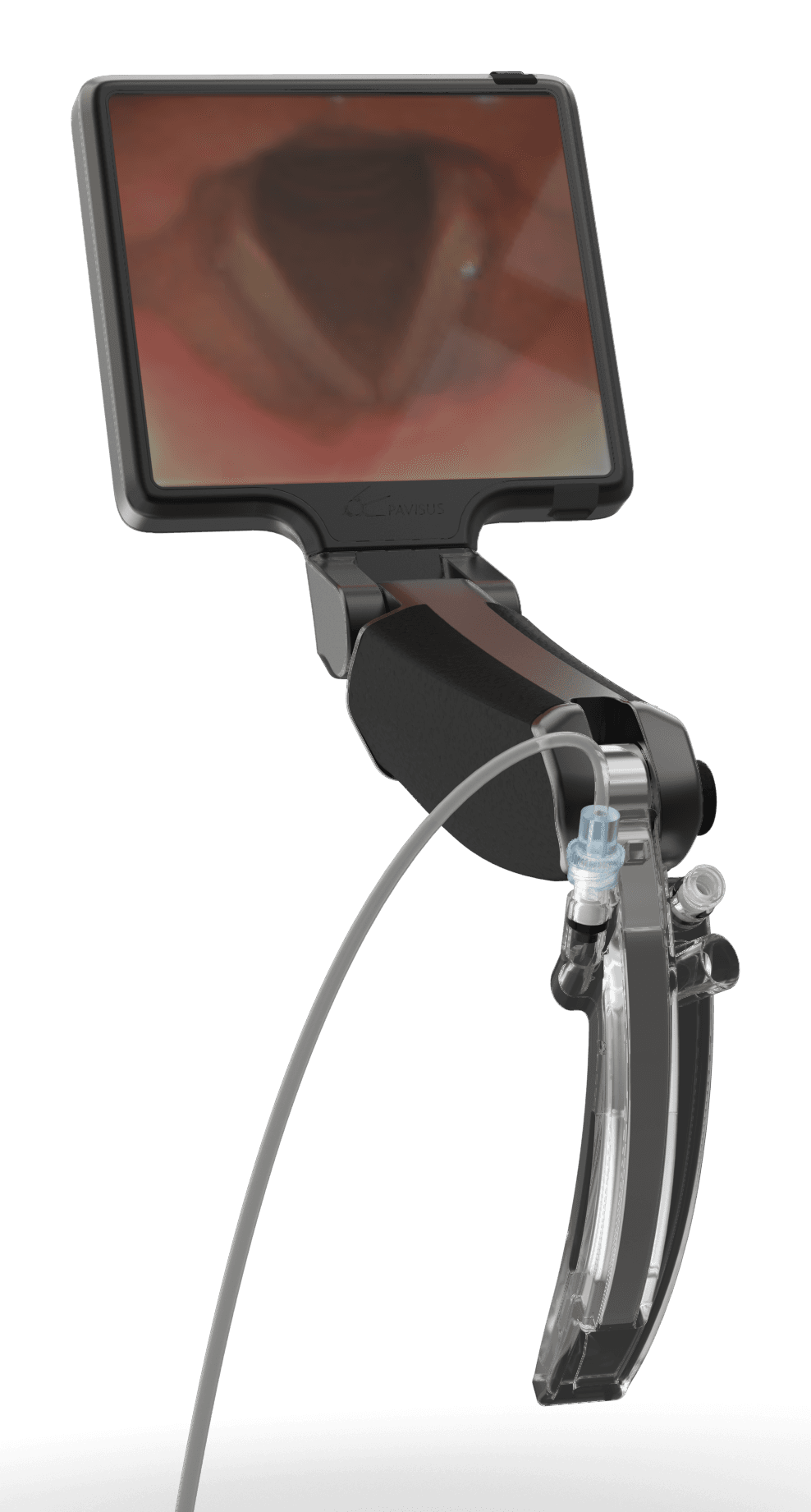 The device with an oxygen line connected to the blade's delivery channel.